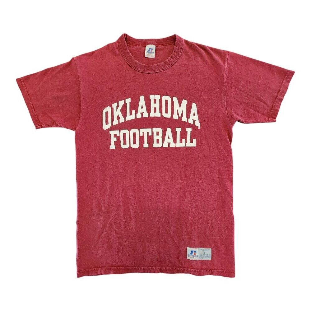 Russell Vintage OKLAHOMA FOOTBALL Youths Large MAROON‎ RED Jersey Knit T-Shirt